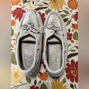 Clarks Men's Casual Slip‎ On With Lace Sz 8 Off White Upper Leather Loafer 30100